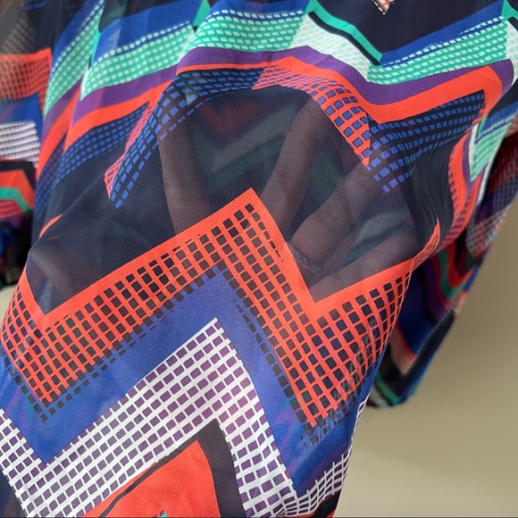 Belle Tweed Chiffon Sheer Roll Tab Sleeve Blouse Size 3 X - Picture 6 of 7